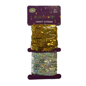 Gold and Silver Glitter Sequin Craft String 3m