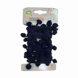 Halloween Supplies: Black Pom Pom Trim 1.8m