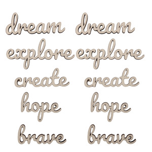 All Craft Supplies 1: 10cm Inspirational Words Wood Set of 10