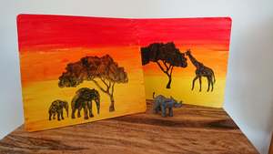 Animal Themed Crafts: SALE - African Silhouette Painting