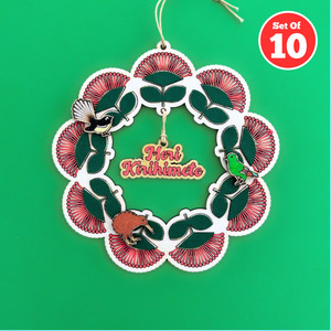 Set of 10 - Pohutukawa Christmas Wreath
