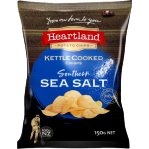 Meat Specials: Heartland Premium Kettle Cooked Southern Sea Salt Potato Chips 150g