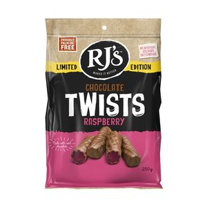 RJ’s Limited Edition Raspberry Chocolate Coated Twists - 250g
