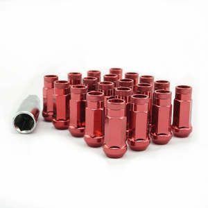 Wheel Nuts And Wheel Bolts: Extended Open  End Steel Wheel Nuts - Red