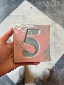 Square Tiles: Number 5 ceramic tile
