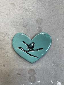 Flat Hearts: Duckegg Bird on Branch Heart