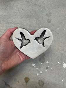 White Double Bird Heart