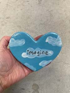 Flat Hearts: ceramic imagine heart blue and white