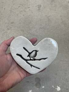 White Bird on a Branch Heart