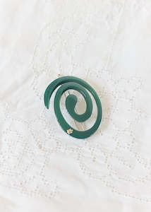 Turtle Story Spiral Hair Clip Emerald