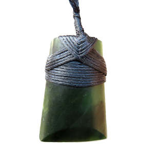 Greenstone: Beautiful New Zealand Greenstone Toki Pendant on black cord