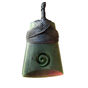 Greenstone: Bound Greenstone Wedge Pendant with Koru
