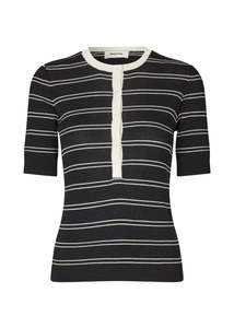 Fashion Womens: Pacifico MD Polo – Black Stripe