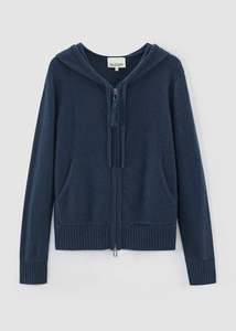 Fashion Womens: 496 Cashmere Blend Weekend Hoody – Storm Blue