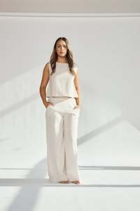 Linen Wide Leg Pants – Stone