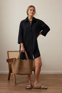 Anna Shirt Dress – Black