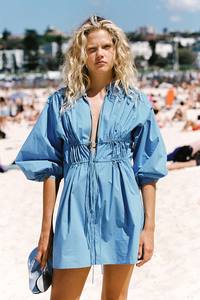 Piper Organic Mini Dress – Cerulean