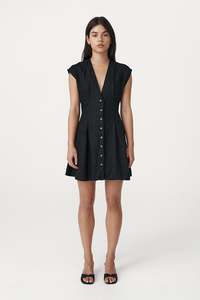 Mira Linen Mini Dress – Noir