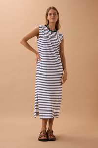 Dresses: Paloma Dress – White & Navy Stripe