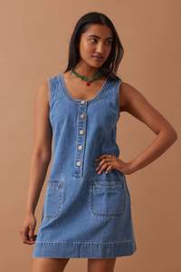 Dresses: Sunny Denim Tank Dress – Vintage Blue