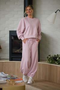 Lounge And Sleepwear: Barrel Leg Trackpant – Blush