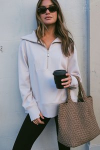 Lounge And Sleepwear: Half-Zip Sweater – Almond (last size)