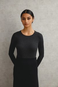 Knitwear: Balance Rib Crew – Cotton Cashmere Shale (last size)