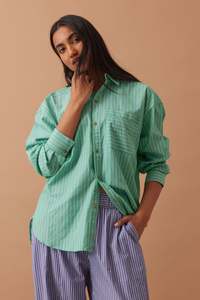 Peta Oversized Shirt – Zesty Green Triple Stripe