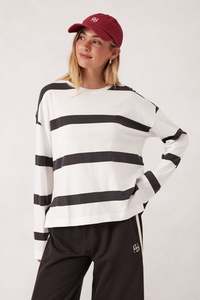 Ceres Life: Scout Slouchy Long Sleeve Tee – Vanilla & Phantom Stripe