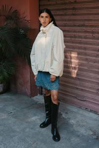 Fashion Womens: Soren Funnel Neck Bomber Jacket – Vanilla Creme