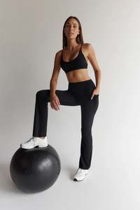 Lounge And Sleepwear: Core Comfort Elevate Flare Pant – Black
