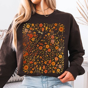 Autumn Wildflower Sweatshirt – Cottagecore Floral Tee