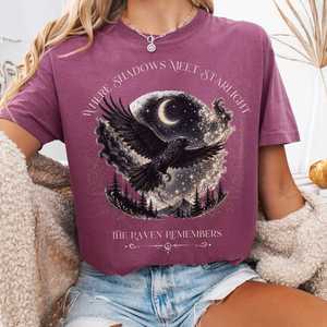 Book Shirts Tshirts For Book Lovers Literary Tshirts: Where Shadows Meet Starlight Raven T-Shirt