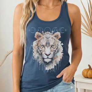 Whimsical Witchy: Mystical White Tiger Women's Racerback Tank Top