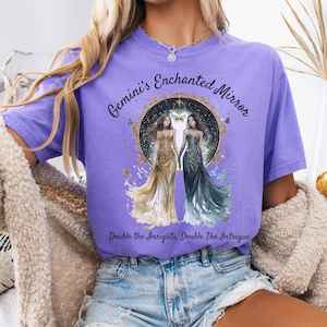 Whimsical Witchy: Gemini's Enchanted Mirror Zodiac Shirt