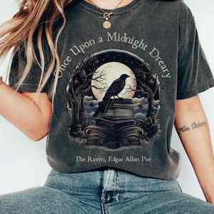 Best Sellers: Vintage Edgar Allan Poe Shirt - Once upon a midnight dreary
