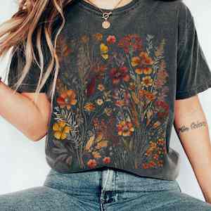 Vintage cottagecore wildflowers fall shirt