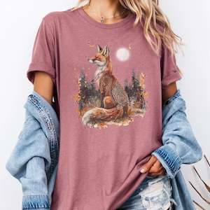 Autumn Fox Bella + Canvas Tee – Cozy Cottagecore Animal Tee