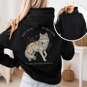 Sweatshirts: When Dusk Gathers Her Gold Mystical Wolf Hooded Sweatshirt