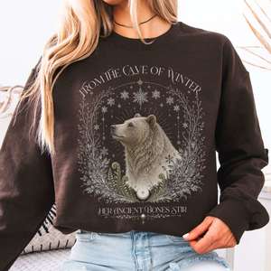 Sweatshirts: From the Cave of Winter Her Ancient Bones Stir Crewneck Sweatshirt