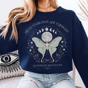From Darkness She Emerged Clothed in Moonlight Crewneck Sweatshirt