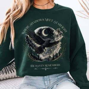 Sweatshirts: Where Shadows Meet Starlight Raven Crewneck Sweatshirt