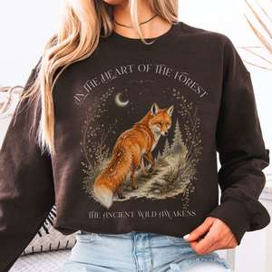 Sweatshirts: In the Heart of the Forest The Ancient Wild Awakens Fox Crewneck Sweatshirt
