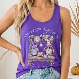 Alice In Wonderland: White Rabbit Timepieces Alice in Wonderland Women's Racerback Tank Top
