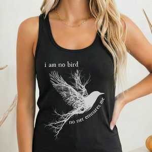 Bronte Austen Collection Literary Inspired Apparel For Book Lovers: I am no bird Jane Eyre Charlotte Brontë Women's Racerback Tank Top