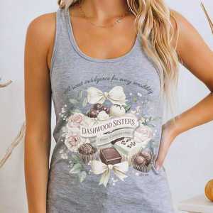 Bronte Austen Collection Literary Inspired Apparel For Book Lovers: Dashwood Sisters Fine Chocolates Sense and Sensibility Women's Racerback Tank Top