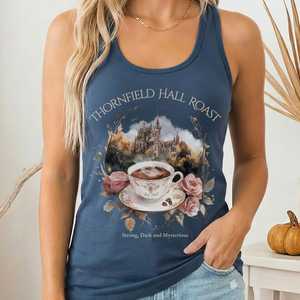 Bronte Austen Collection Literary Inspired Apparel For Book Lovers: Thornfield Hall Roast Jane Eyre Women's Racerback Tank Top