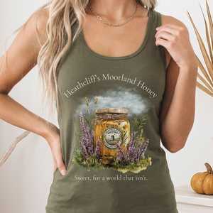 Bronte Austen Collection Literary Inspired Apparel For Book Lovers: Heathcliff's Moorland Honey Women's Racerback Tank Top