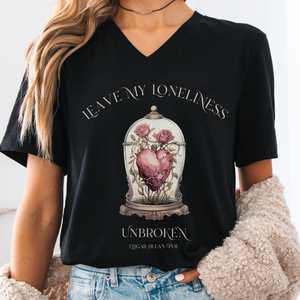 Leave My Loneliness Unbroken V-Neck Tee – Poe Gothic Romance Tee