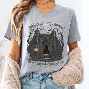 Welcome to My House Enter Freely Dracula V-Neck
